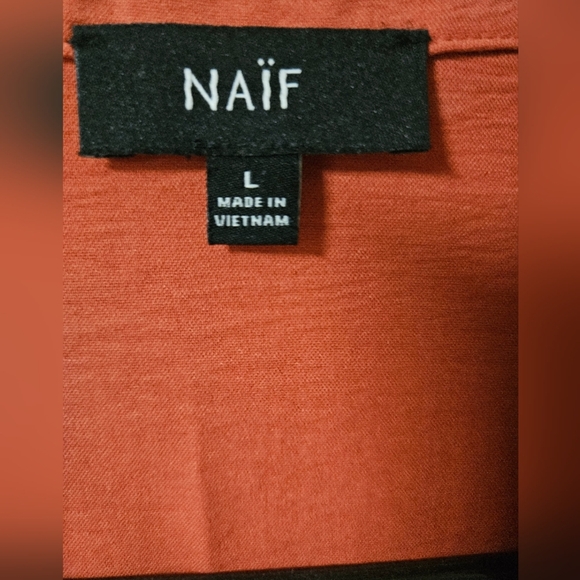 Naif Womens Rustic Red Orange Open Front Blouse with Relaxed Fit & Belt Large - Picture 6 of 15